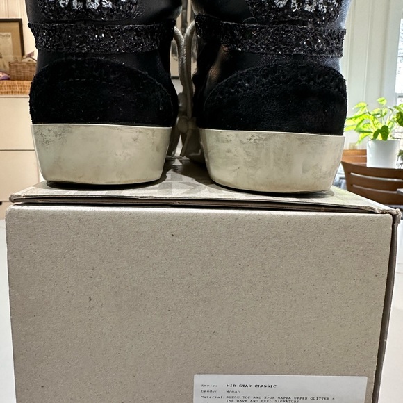 **SOLD**Golden Goose Deluxe Brand Mid Stars 37 black glitter calfskin and suede - Picture 7 of 16